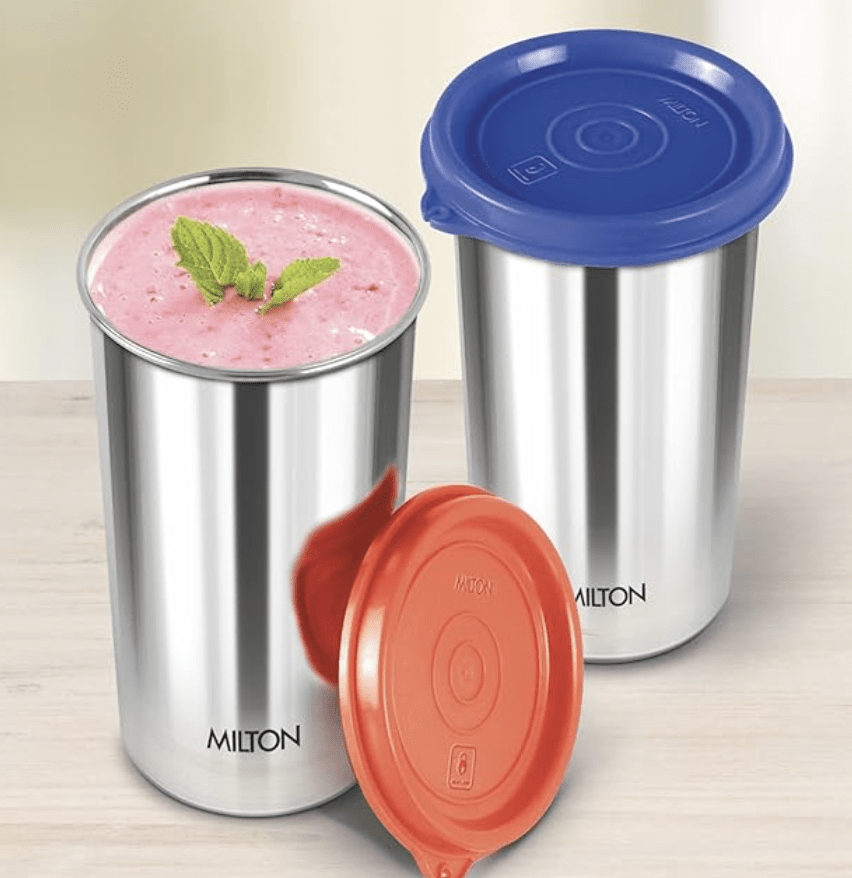 MILTON Stainless Steel Tumbler with Lid, 415 ml, 1 Piece, Assorted (Lid Color May Vary) | Office | Gym | Yoga | Home | Kitchen | Hiking | Treking | Travel Tumbler