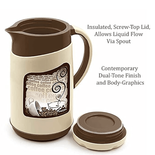 மில்டன் விவா டஃப் 1000 இன்சுலேட்டட் இன்னர் ஸ்டெயின்லெஸ் ஸ்டீல் ஜக், 1 லிட்டர், 1 பீஸ் | BPA இல்லாதது | சூடாகவும் குளிராகவும் | எடுத்துச் செல்ல எளிதானது | கசிவு இல்லாதது | தேநீர் ஜக் | காபி ஜக் | தண்ணீர் ஜக் | சூடான பானங்கள்