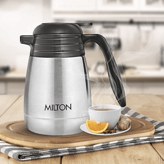 Milton Thermosteel Carafe 24 Hours Hot and Cold, 600 ml, Silver | Rust Proof | Double Walled | Easy to Carry | Food Grade | Tea | Coffee | Juice