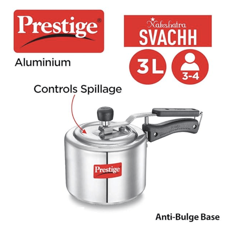 Prestige Nakshatra Plus Svachh 3 litre Aluminium Straight wall Inner Lid Pressure Cooker (Silver)