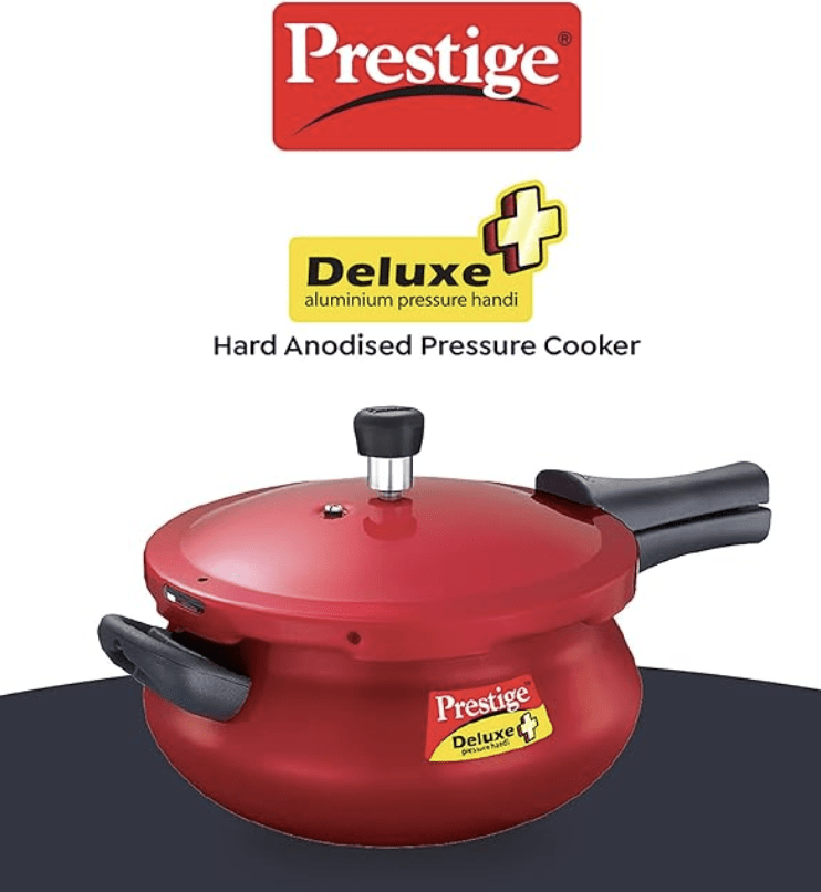 Prestige Deluxe Plus Aluminium Outer Lid Mini Pressure Handi, 5 Litre, Red