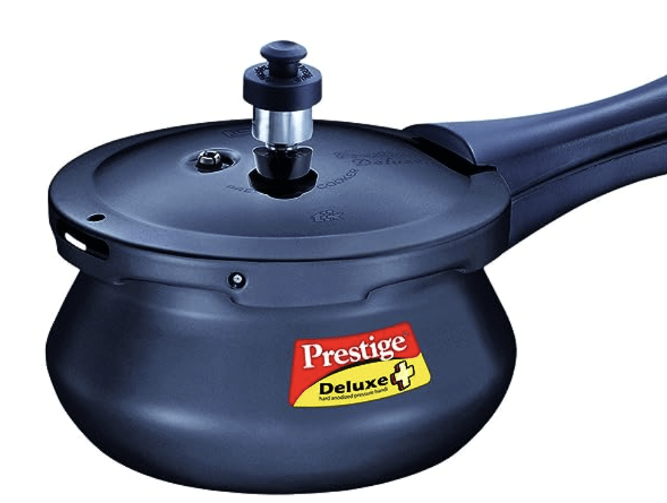 Prestige Deluxe Plus Baby Induction Base Hard Anodized Aluminium Outer Lid Pressure Handis, 2 Litres, Black, 2 Liter