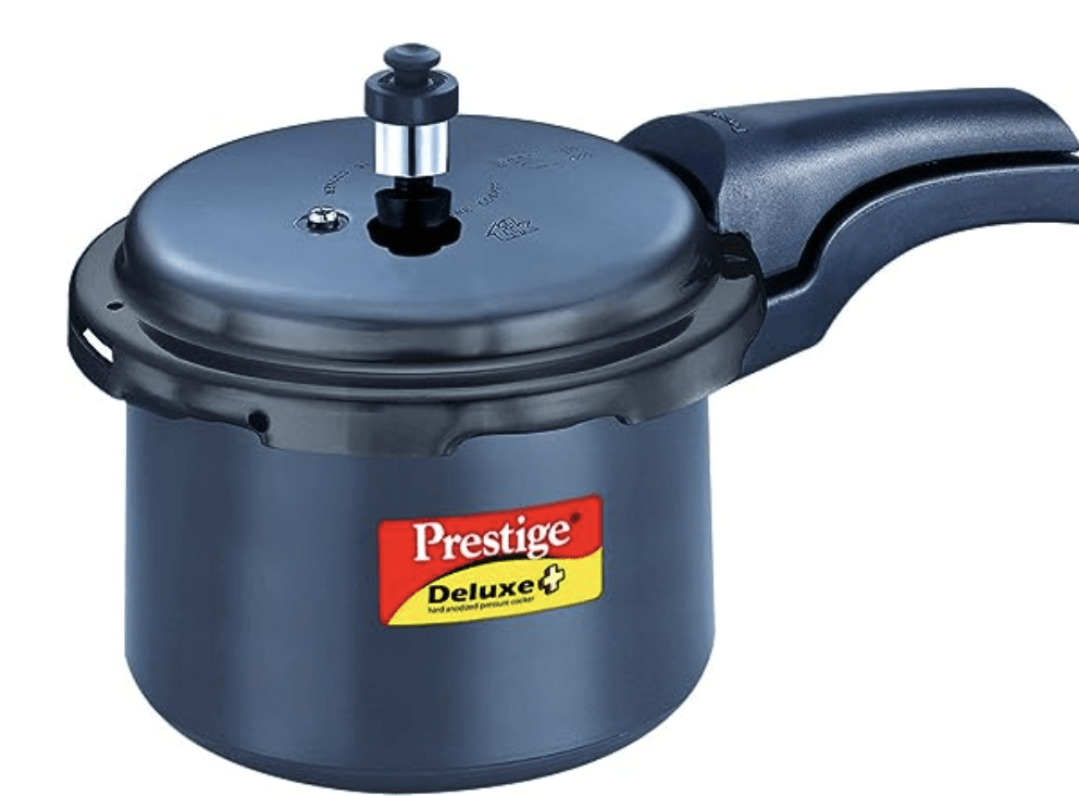 Prestige Deluxe Plus Hard Anodized Outer Lid Pressure Cooker, 3 Litres, Black, 3 Liter