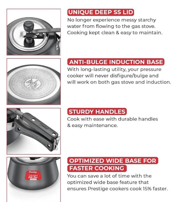 Prestige Svachh, 20260, 3 L, Nakshatra Cute Duo Hard Anodised, with Deep Lid for Spillage Control