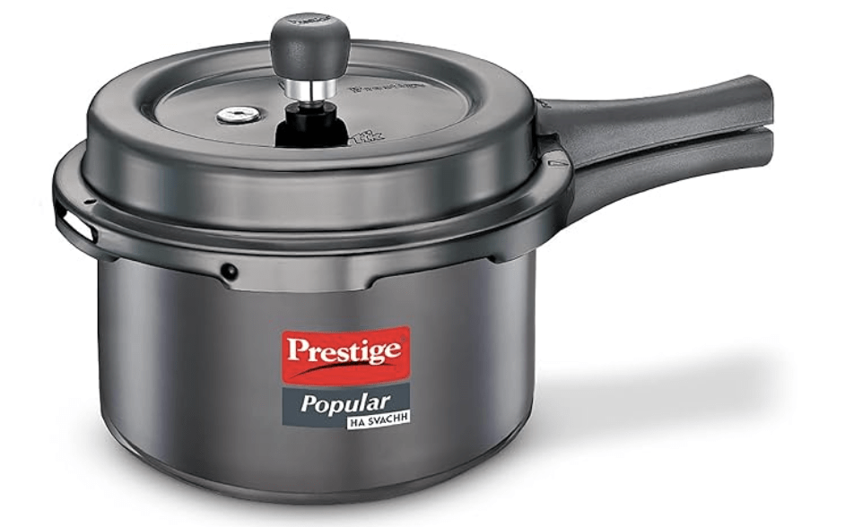 Prestige Popular Svachh Hard Anodised Pressure Cooker(3.0 L, Black, Deep Lid-Controls Spillage)