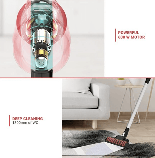 Eureka Forbes Stick Vac NXT 600 watts Upright & Handheld Vacuum Cleaner,bagless with cyclonic Technology (Red & Black)
