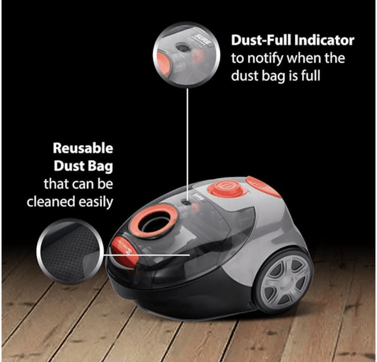 Eureka Forbes Rapid Clean 1150 Watts Powerful Suction Vacuum Cleaner with Reusable dust Bag & 5 Accessories,1 Year Warranty,Compact,Light Weight & Easy to use (Red & Black)