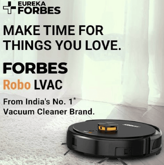 Eureka Forbes ROBO L VAC Vacuum Cleaner with Smart Sensing Technology, Remote Control, Duraclean Battery (Black, ROBOLVAC)