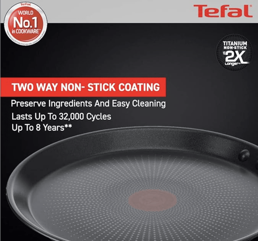 Tefal Cook & Savour Non-Stick Tawa, Smart Thermo Signal Temperature Indicator Technology - (Black) (28 Cm)