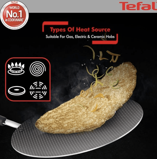Tefal Aluminium Simply Chef Non-Stick Concave Tawa (28cm, Rio Red)