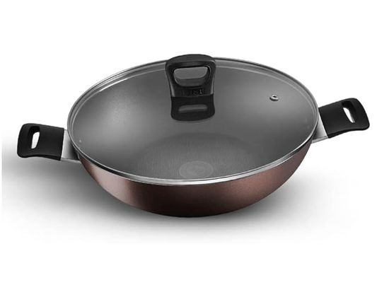 Tefal Day by Day Non Stick Kadai, Smart Thermo Signal Temperature Indicator Technology, Titanium Coating, Black, DDKA-30