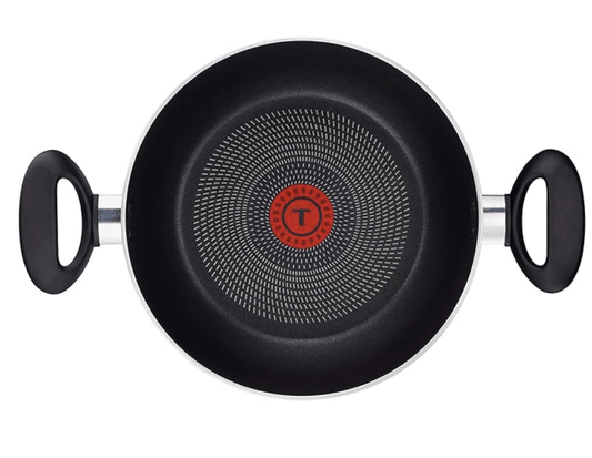 Tefal Ceremony Non-Stick Aluminium Kadhai with Lid, 24cm (Black)