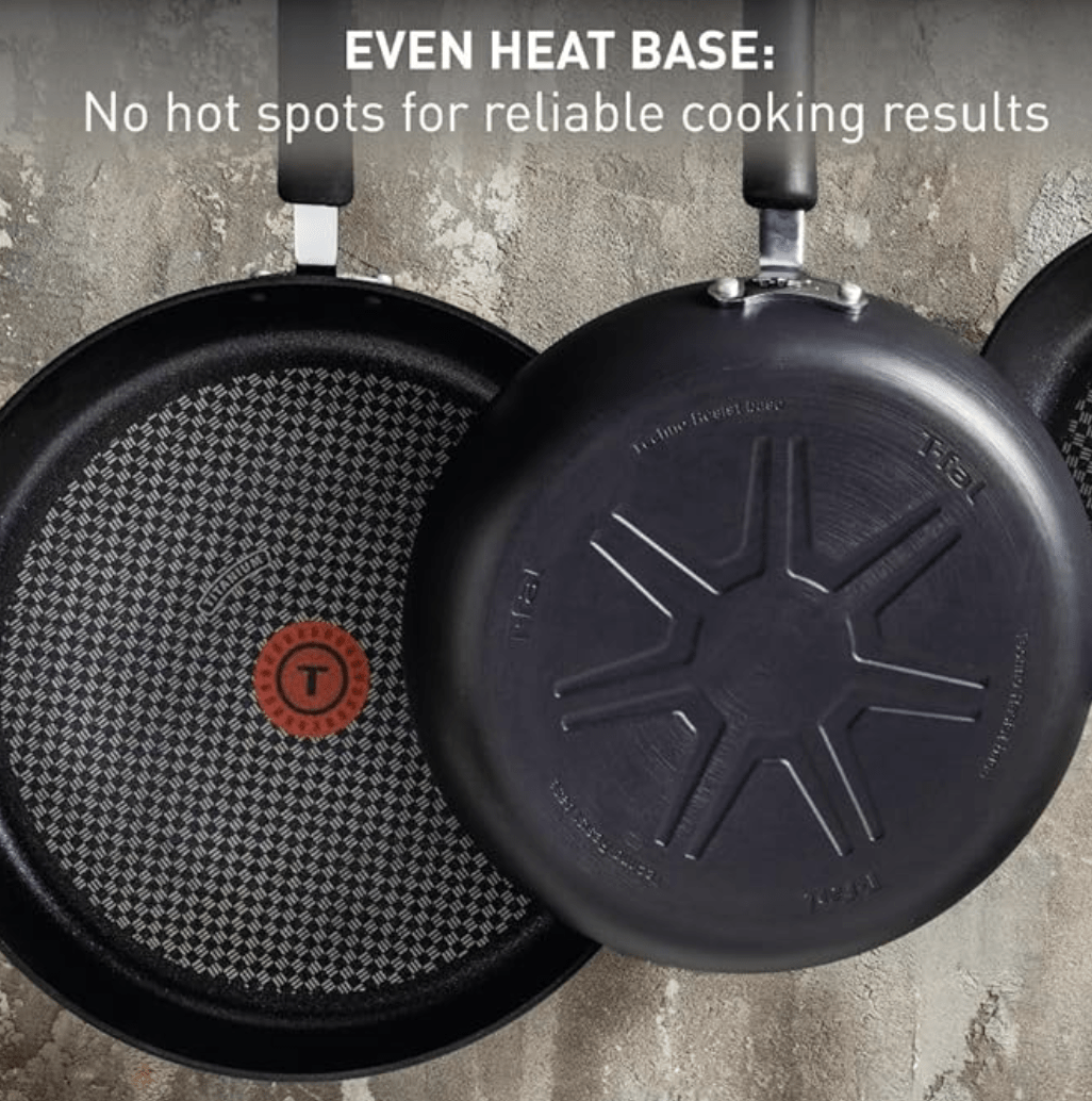 T-fal Ultimate Hard Anodized 2-Piece Scratch Resistant Titanium Nonstick Thermo-Spot PFOA Free 10/12-Inch Cookware Set, Gray, E765S274