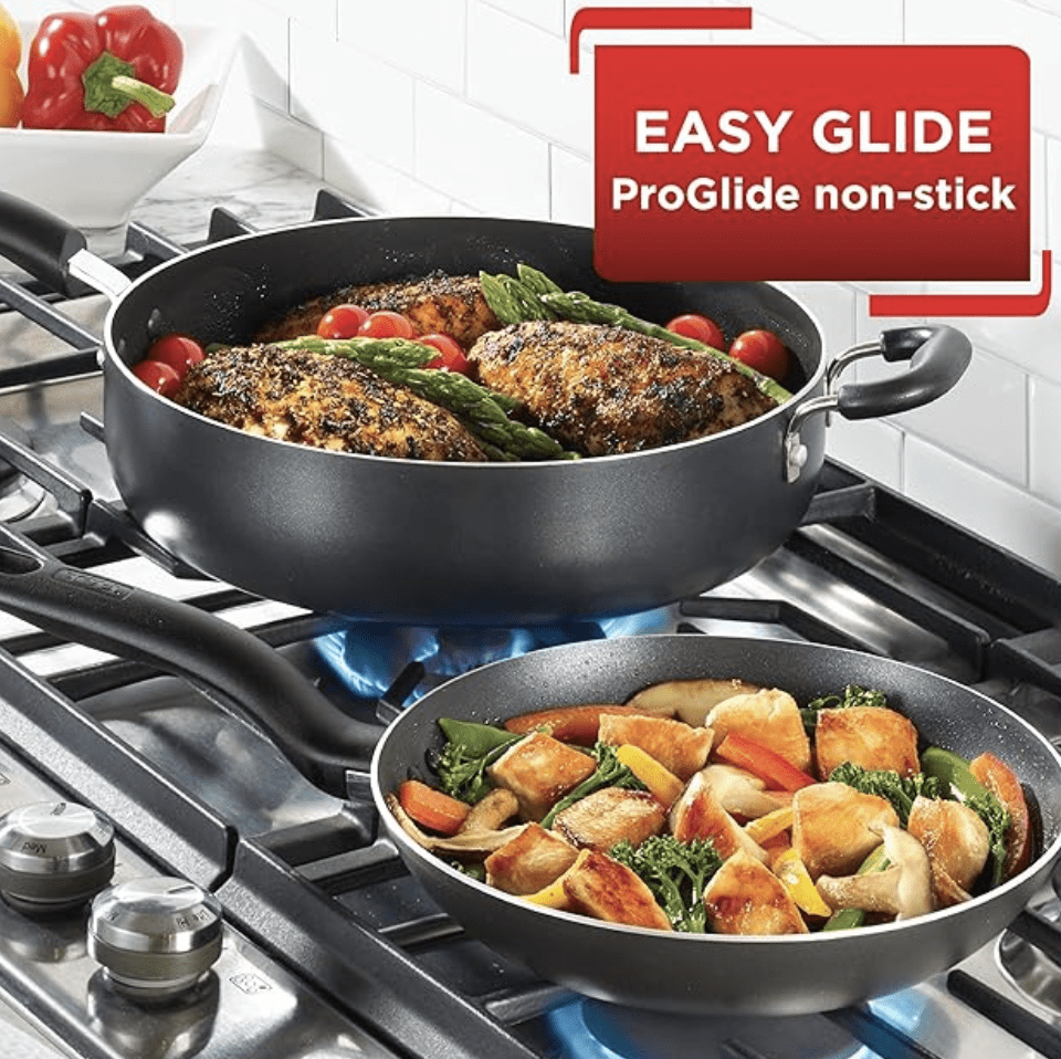 T-Fal B363S3 Specialty Dishwasher Safe PFOA Free Aluminium Nonstick Fry Pan / Saute Pan Cookware Set (Aluminium, 8-Inch 9.5-Inch and 11-Inch) - 3-Pieces