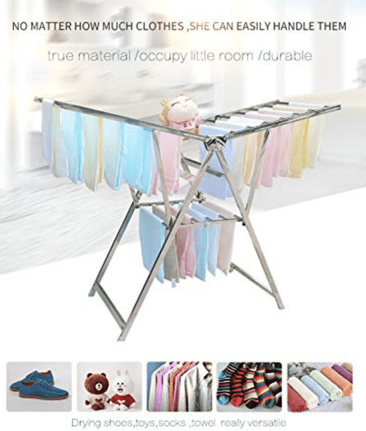 Heavy Duty Rust-Free Stainless Steel Foldable Storage Cloth Drying Stand/Clothes Dryer Stands/Laundry Racks with for Indoor/Outdoor/Balcony (Butterfly Model) (L- 65 inch * W-20 inch * H-36 inch)