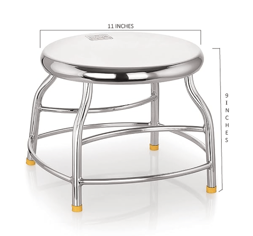 Priya Heavy Durable Stool for Home, Kitchen, Bathroom & Garden(Stool, Diameter-11 inch* H-9inch, Stainless Steel)