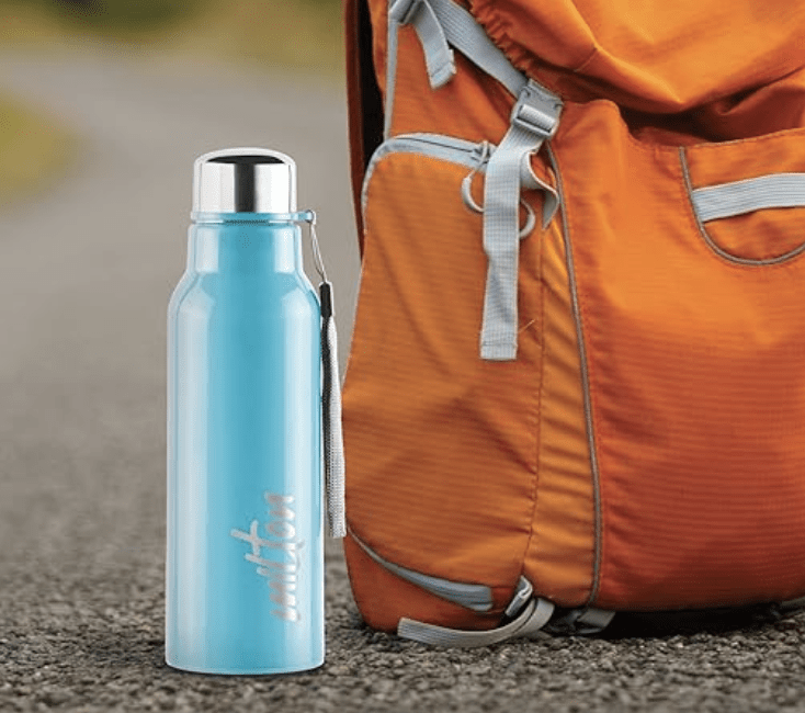 Milton Steel Fit 600 Inner Stainless Steel Water Bottle, 1 Piece, 520 ml | Easy Grip | Leak Proof | Hot or Cold | School | Office | Gym | Hiking | Treking | Travel Bottle