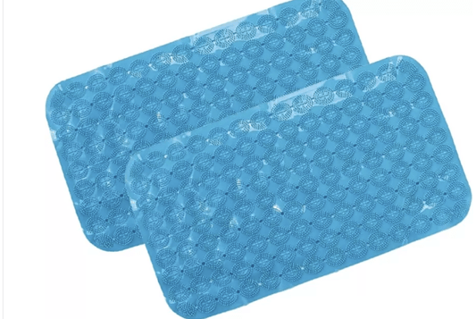 Extra-Long ANTI-MICROBIAL Non-Slip Bath Tub Mat - Vinyl (Blue) - By Tike Smart
