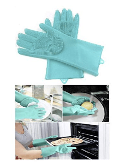 Magic Silicone Scrubbing Gloves, Scrub Cleaning Gloves with Scrubber for Dishwashing and Pet Grooming, Latex Free, Great for Washing Dish,Kitchen,Car,Bathroom