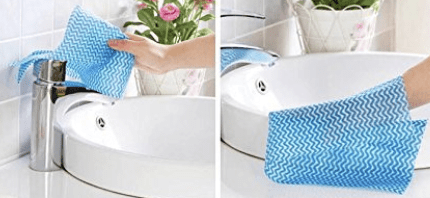 HOKIPO पुन: प्रयोज्य अवशोषक माइक्रोफाइबर क्लीनिंग वाइप्स रोल (250x300 मिमी, नीला) - 50 पीस