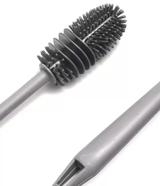 Bottle Mug Brush, Glassware Cleaning , Long Handle Silicone Bottle Cleaner Brush Silicone Dry Brush (Grey, Grey)