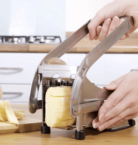 Stainless Steel Home French Fries Potato Chips Strip Cutting Cutter Machine French Fries Machine French Fries Cutter for Kitchen Potato Chips Slicer