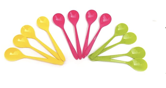 Puthak 12 Pcs Food Plastic Spoon Set for Baby Feeding Plastic Table Spoon Set Plastic Tea Spoon, Coffee Spoon Set (Pack of 12)