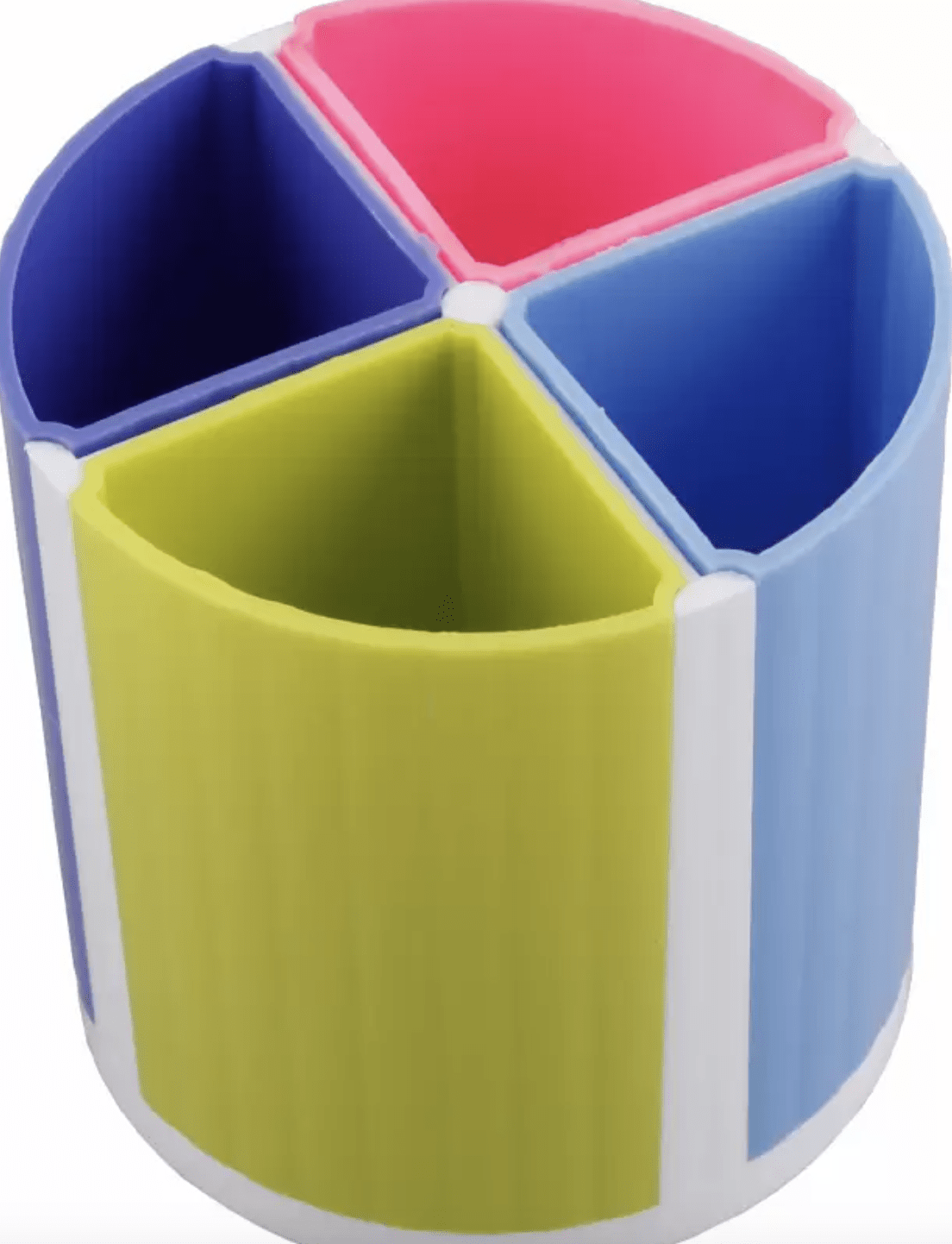 4 Compartments Plastic Multi-Shape Pen Stand (Multicolor)