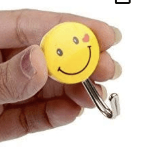 Wall Hanging Hook Smile- Emoji Face with Strong Sticker (9 Pieces)