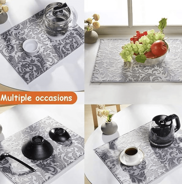 சகோராவேர் ஈரமான பாத்திரங்களுக்கு தண்ணீரை உறிஞ்சும் சமையலறை பாய் சமையலறை பாத்திரங்களுக்கு மைக்ரோஃபைபர் பாத்திரம் உலர்த்தும் பாய் | பாத்திரம் தெறிக்காத பாய் | சமையலறை உறிஞ்சும் வடிகால் பாய் | மீளக்கூடியது (50x90 செ.மீ, XXL அளவு, பல வண்ணம்)