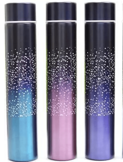 hot and Cold Slim Steel Thermos Flask for Tea/Coffee Bottle, Home,Office,etc 380ML 380 ml Flask (Pack of 1, Black, Steel)