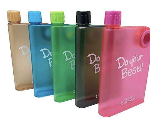 Water Bottle, Multifunctional Portable 420ml Capacity Space Saving Plastic Travel Mug with Round Hole for School Use (Blue)