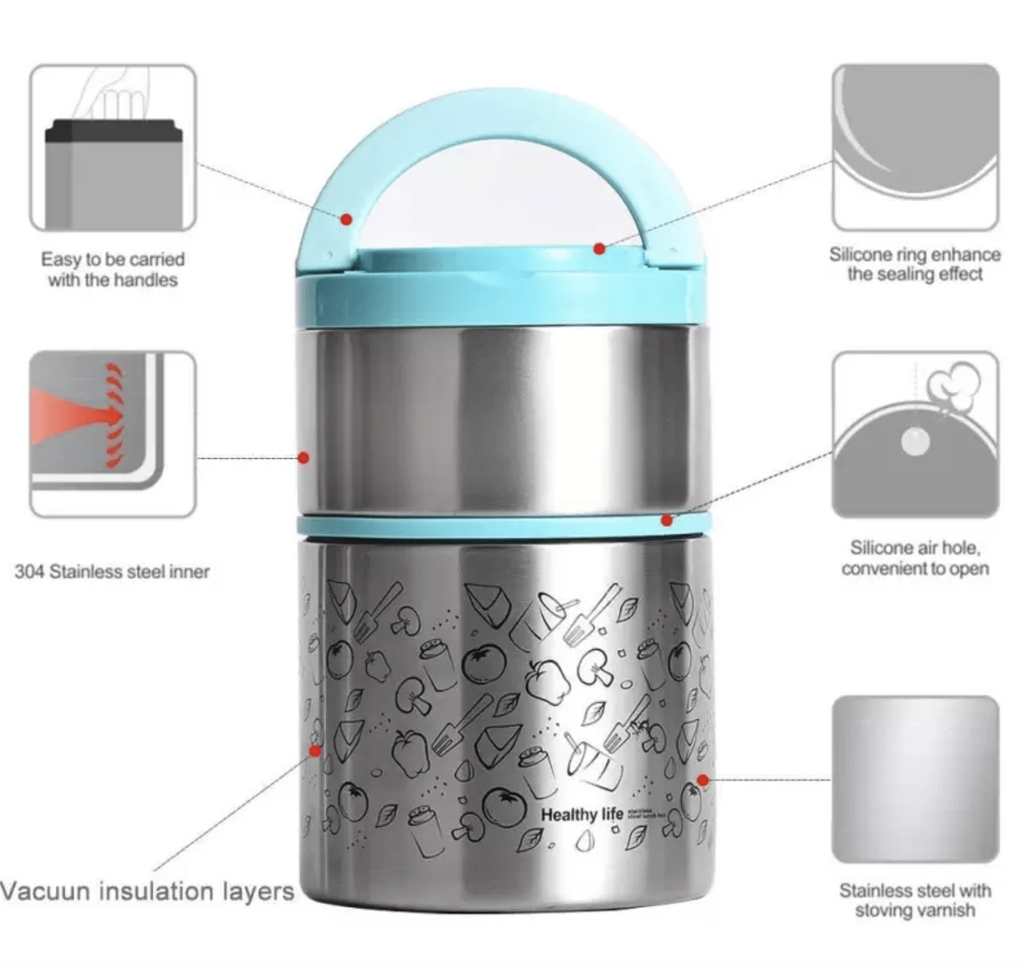 Tedemel LUNCH BOX 2 LAYER 2 Containers Lunch Box (900 ml, Thermoware)