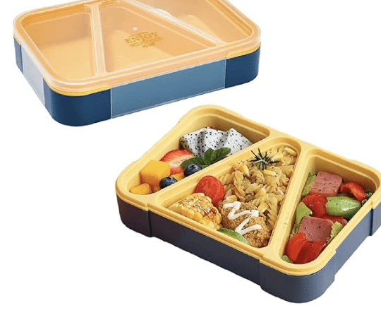 FunBlast Lunch Box for Kids - Tiffin Box for Kids, Lunch Box for Snacks, Plastic Lunch Box, Lunch Box for Office Women and Men, Lunch Box with Fork, Lunch Box with 3 Compartments