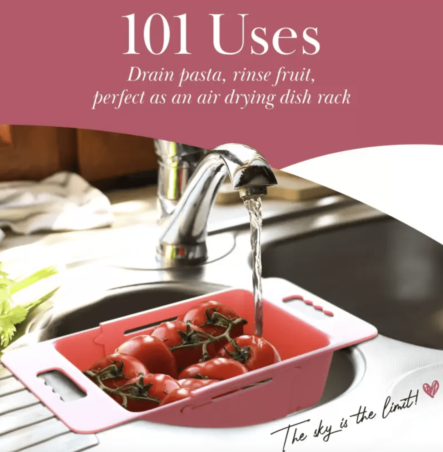 Myraa Plastic Extendable Over the Sink Strainer Plastic Basket | Kitchen Dish Drainer Storage Basket (Pack of 1)