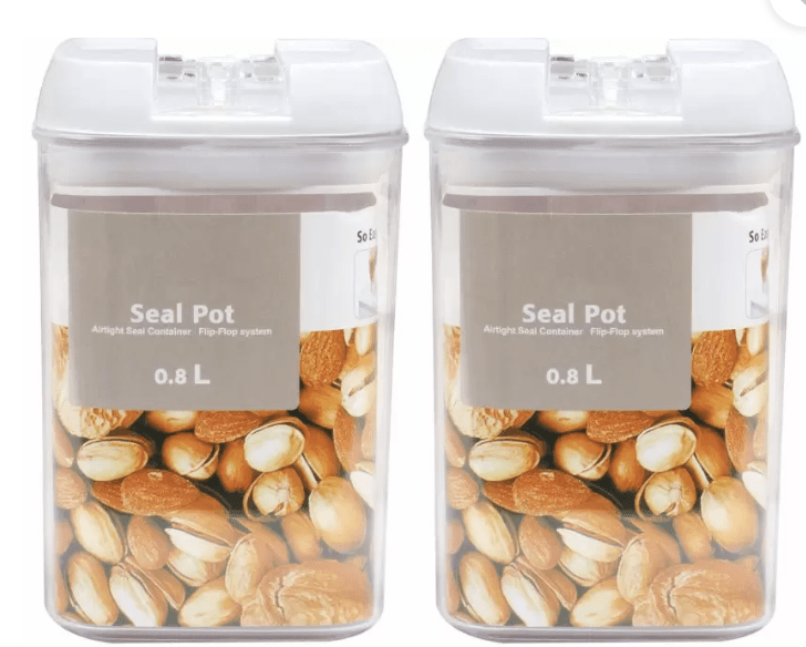 SKYFUN பிளாஸ்டிக் மளிகைப் பொருட்கள் கொள்கலன் - 800 மிலி (2 பேக், தெளிவானது)