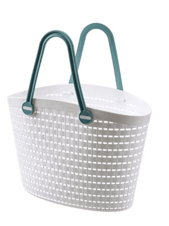 1 Piece, Plastic shopping Organizer Basket with Handles, Shower Caddy Tote Portable Storage Bins for Bathroom, Kitchen, Closet, Size: LARGE, Dimension: 41.5 * 30.5 * 20 cms, Color: White