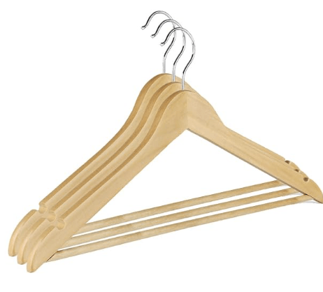 Wooden Suit Hangers/Wooden Men Clothes Hangers, Wood Clothes Hangers with Chrome Hooks, Size;(14.5 * 42 * 5 cm) Pack of 3