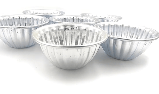 பேக்கர்கள் மற்றும் மோல்டர்கள் அலுமினிய கிண்ண வடிவ மினி மோல்டுகள் பேக்கிங் மோல்ட் கேக்/புட்டிங்/ஓவனுக்கான ஜெல்லி கோப்பை - 6 துண்டுகள்