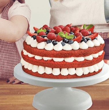 Fenteer Cake Plate Turntable Rotating Anti-Skid Cake Stand,Cake Decorating Rotating Table DIY Baking Kitchen Tool