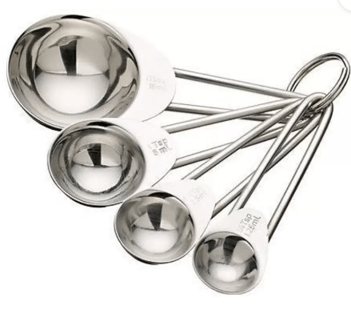Stainless Steel Measuring Spoons, Standard, Silver, 4 Piece Stainless Steel Measuring Spoon Set (Pack of 4)