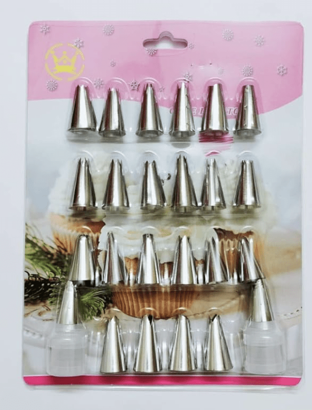 Flair Stainless Steel Nozzle 24Pc Pad Cake Decorating Tool & Big Silicon Brush with Stainless Steel Handle - Multicolor