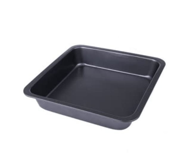 Grizzly 8 inch Square Black Non-Stick Cake Pans Carbon Steel Bread Baking Pan Tray for Microwave Oven Cookie Cake Moulds, 1Pc (Square pan)
