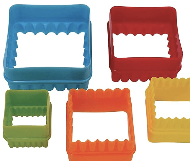 Bake House Two Side Square Cookie Cutters,Biscuit Cutters and Fondant Cake Cutters, Set of 5 PCS, Assorted Color