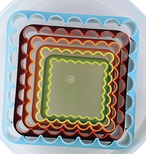 Bake House Two Side Square Cookie Cutters,Biscuit Cutters and Fondant Cake Cutters, Set of 5 PCS, Assorted Color