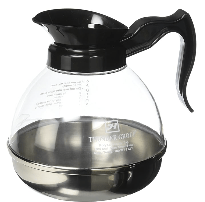 Coffee Carafe Polycarbonate Coffee Decanters with Stainless Steel Base
