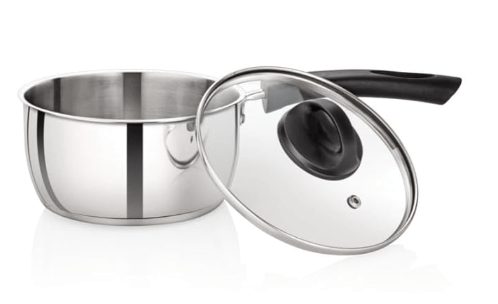 Premier Stainless Steel IInduction Base Saucepan 20cm with Glass Lid