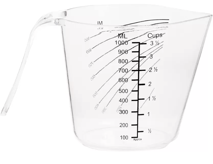 All Time Clear Plastic Measuring Baking Cups Handle Pour Spout Container Measuring Cup (1000 ml)