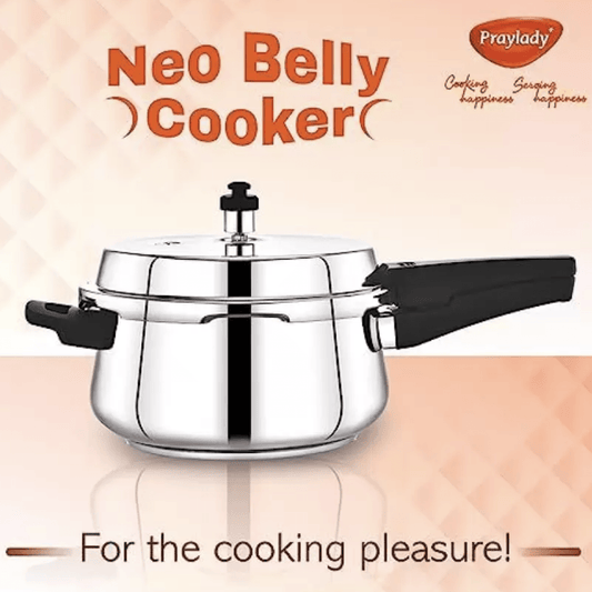 Praylady Neo Belly Pressure Cooker 1.2 mm Thickness Pressure Cooker with Outer Lid 1.5 L Induction Bottom Pressure Cooker (Stainless Steel)
