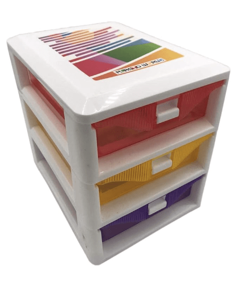 Kids Trends Lock it 3 Tier Small Rectangular Storage Drawer for Home or Office (24 x 17 x 19 cm, Random Colours)